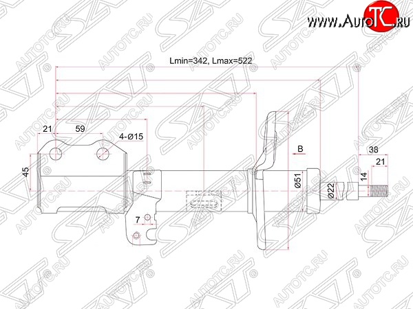 3 199 р. Правый амортизатор передний (2WD, 4WD) SAT  Toyota Allion  T260 - Premio  T260  с доставкой в г. Новочеркасск