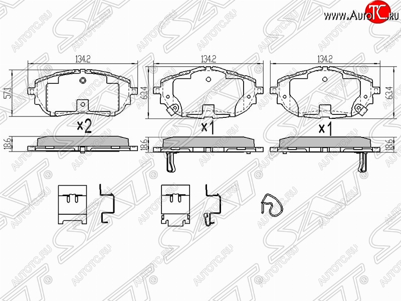 1 499 р. Колодки тормозные (передние) SAT Toyota Corolla E150 седан рестайлинг (2009-2013)  с доставкой в г. Новочеркасск