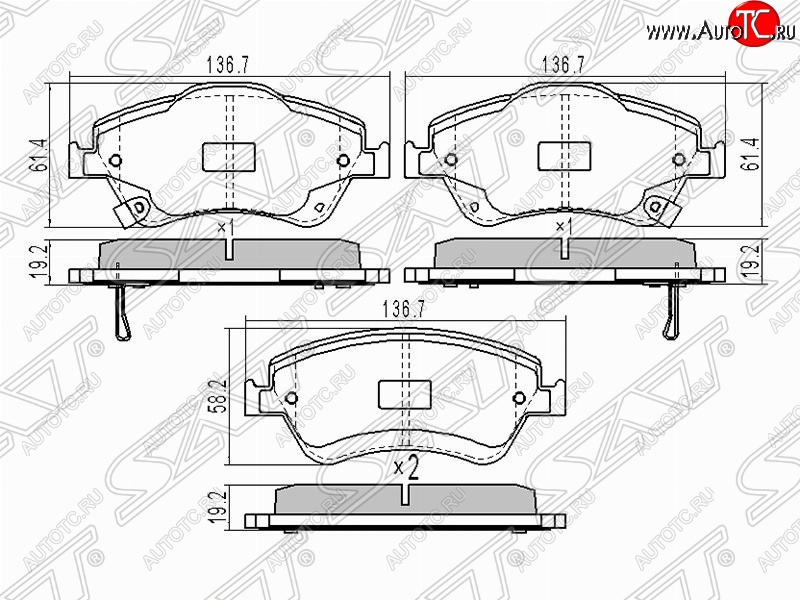 1 279 р. Колодки тормозные (передние) SAT  Toyota Auris  E150 - Corolla  E150  с доставкой в г. Новочеркасск