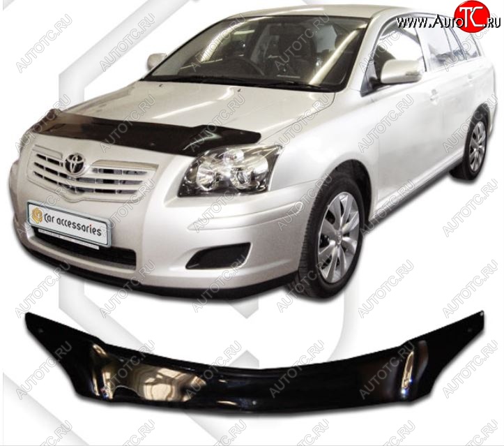 2 159 р. Дефлектор капота CA-Plastiс  Toyota Avensis  T250 универсал (2003-2006) дорестайлинг (Classic черный, Без надписи)  с доставкой в г. Новочеркасск