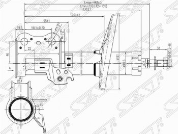 Правый амортизатор передний SAT Toyota Caldina T210 дорестайлинг универсал (1997-1999)