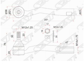 659 р. Левый наконечник рулевой тяги SAT  Toyota Avensis  T220 седан (1997-2003) дорестайлинг, рестайлинг  с доставкой в г. Новочеркасск. Увеличить фотографию 1