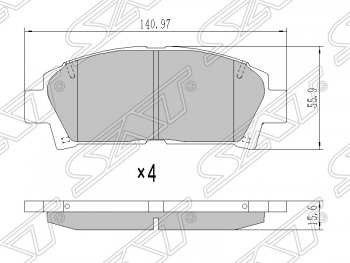 1 249 р. Колодки тормозные SAT (передние) Toyota Caldina T190 дорестайлинг универсал (1992-1995)  с доставкой в г. Новочеркасск. Увеличить фотографию 1