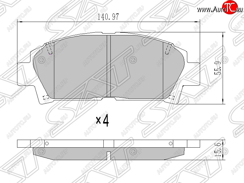 1 249 р. Колодки тормозные SAT (передние) Toyota Caldina T190 дорестайлинг универсал (1992-1995)  с доставкой в г. Новочеркасск