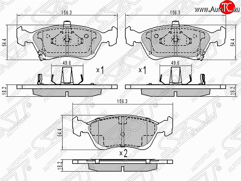 1 289 р. Колодки тормозные (передние) SAT Toyota Avensis T220 седан дорестайлинг (1997-2001)  с доставкой в г. Новочеркасск