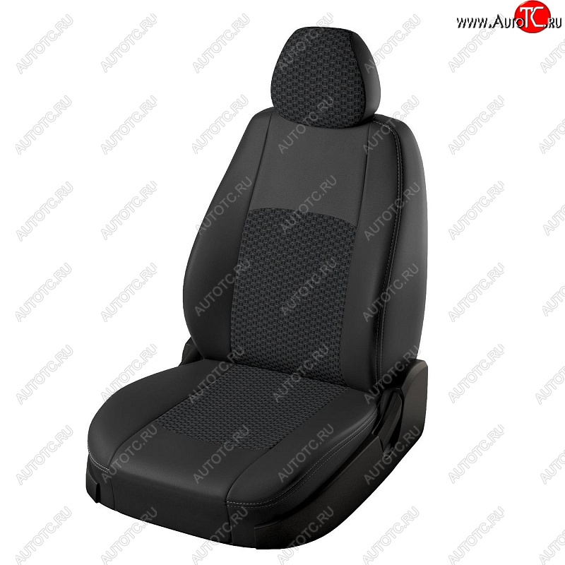 7 199 р. Чехлы для сидений Lord Autofashion Турин (экокожа, жаккард)  Toyota Avensis ( T250 седан,  T250 универсал) (2003-2008) дорестайлинг, дорестайлинг, рестайлинг, рестайлинг (Чёрный, вставка жаккард Вега)  с доставкой в г. Новочеркасск