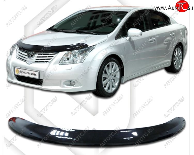 2 299 р. Дефлектор капота CA-Plastiс  Toyota Avensis ( T270 седан,  T270 универсал) (2008-2015) дорестайлинг, дорестайлинг, 1-ый рестайлинг, 1-ый рестайлинг (Classic черный, Без надписи)  с доставкой в г. Новочеркасск