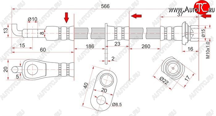 759 р. Тормозной шланг SAT (левый/правый)  Toyota bB  1 - WILL  с доставкой в г. Новочеркасск