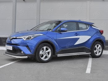 13 699 р. Защита переднего бампера (Ø63 мм, нержавейка) SLITKOFF  Toyota C-HR  NGX10, ZGX10 (2016-2019) дорестайлинг  с доставкой в г. Новочеркасск. Увеличить фотографию 2