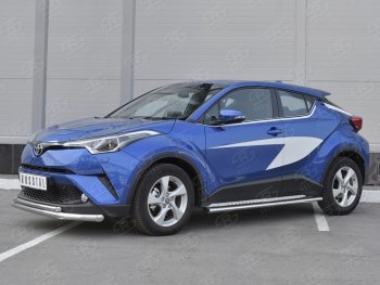 15 599 р. Защита переднего бампера (2 трубы Ø63 и 42 мм, нержавейка) SLITKOFF Toyota C-HR NGX10, ZGX10 дорестайлинг (2016-2019)  с доставкой в г. Новочеркасск. Увеличить фотографию 2