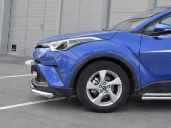 15 599 р. Защита переднего бампера (2 трубы Ø63 и 42 мм, нержавейка) SLITKOFF Toyota C-HR NGX10, ZGX10 дорестайлинг (2016-2019)  с доставкой в г. Новочеркасск. Увеличить фотографию 3