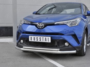 15 599 р. Защита переднего бампера (2 трубы Ø63 и 42 мм, нержавейка) SLITKOFF Toyota C-HR NGX10, ZGX10 дорестайлинг (2016-2019)  с доставкой в г. Новочеркасск. Увеличить фотографию 4