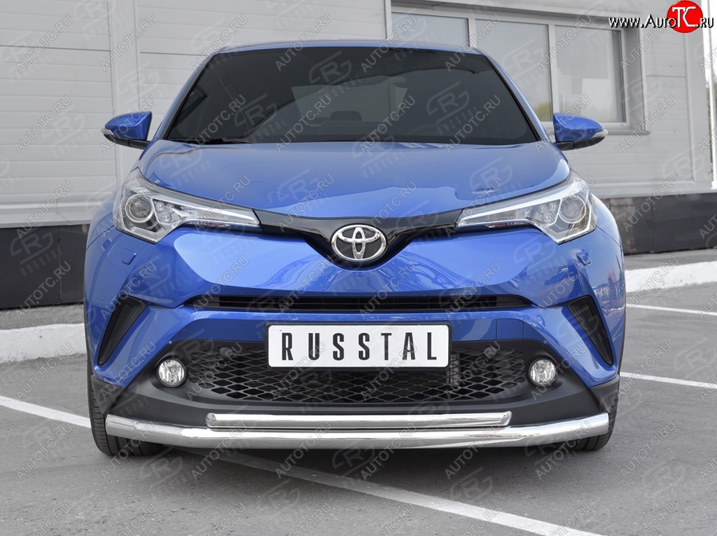 15 599 р. Защита переднего бампера (2 трубы Ø63 и 42 мм, нержавейка) SLITKOFF Toyota C-HR NGX10, ZGX10 дорестайлинг (2016-2019)  с доставкой в г. Новочеркасск