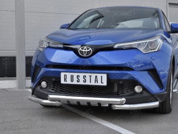 20 399 р. Защита переднего бампера (Ø63 мм с клыками, нержавейка) SLITKOFF Toyota C-HR NGX10, ZGX10 дорестайлинг (2016-2019)  с доставкой в г. Новочеркасск. Увеличить фотографию 4