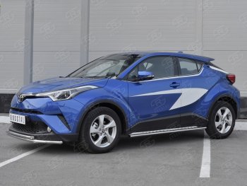 14 999 р. Защита переднего бампера (2 трубы Ø42 мм, нержавейка) SLITKOFF Toyota C-HR NGX10, ZGX10 дорестайлинг (2016-2019)  с доставкой в г. Новочеркасск. Увеличить фотографию 3