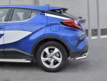 22 999 р. Защита заднего бампера (2 трубы Ø63 и 42 мм, нержавейка) SLITKOFF Toyota C-HR NGX10, ZGX10 дорестайлинг (2016-2019)  с доставкой в г. Новочеркасск. Увеличить фотографию 3