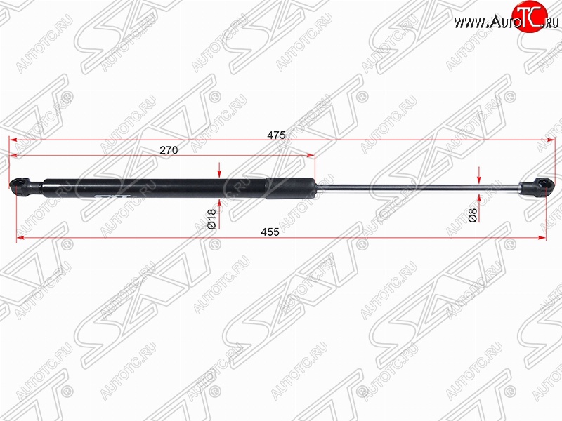 799 р. Правый газовый упор крышки багажника SAT Toyota Caldina T240 универсал дорестайлинг (2002-2004)  с доставкой в г. Новочеркасск