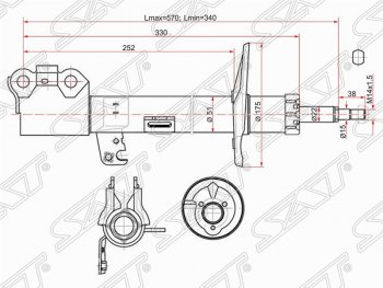 4 089 р. Правый амортизатор передний (2WD, 4WD) SAT Toyota Caldina T240 универсал дорестайлинг (2002-2004)  с доставкой в г. Новочеркасск. Увеличить фотографию 1