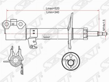 4 089 р. Левый амортизатор передний (2WD, 4WD) SAT Toyota Caldina T240 универсал дорестайлинг (2002-2004)  с доставкой в г. Новочеркасск. Увеличить фотографию 1