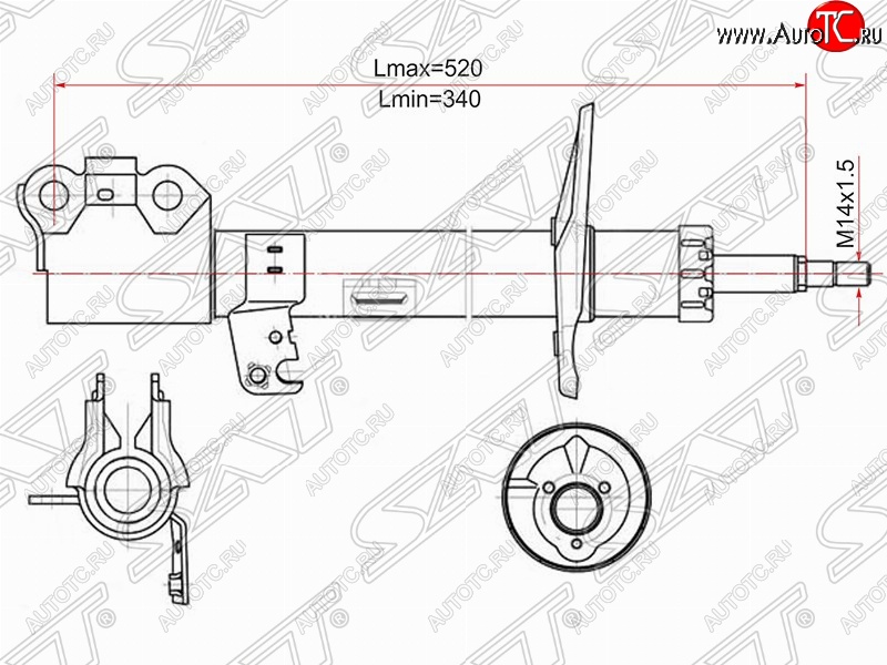 4 089 р. Левый амортизатор передний (2WD, 4WD) SAT Toyota Caldina T240 универсал дорестайлинг (2002-2004)  с доставкой в г. Новочеркасск