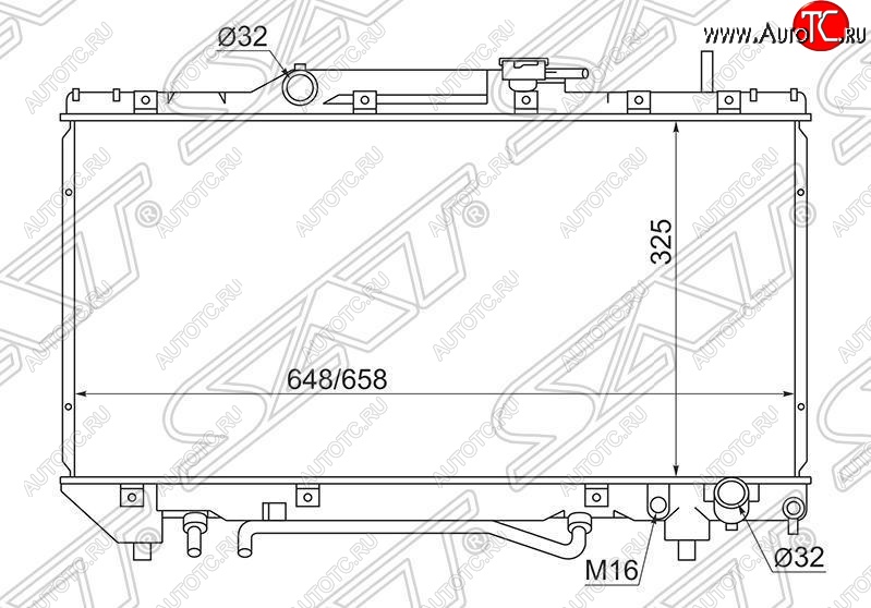 4 599 р. Радиатор двигателя SAT Toyota Caldina T210 дорестайлинг универсал (1997-1999)  с доставкой в г. Новочеркасск