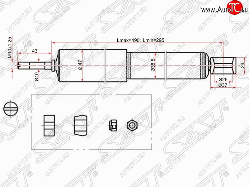 1 459 р. Амортизатор задний SAT Toyota Caldina T190 дорестайлинг универсал (1992-1995)  с доставкой в г. Новочеркасск