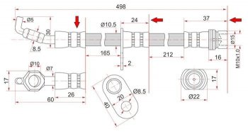 Тормозной шланг SAT (правый) Toyota Cresta X100 дорестайлинг (1996-1998)