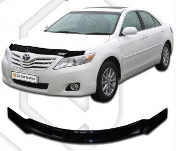 2 199 р. Дефлектор капота CA-Plastiс Toyota Camry XV40 рестайлинг (2009-2011) (Classic черный, Без надписи)  с доставкой в г. Новочеркасск. Увеличить фотографию 1