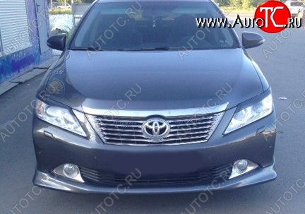 3 999 р. Накладка на передний бампер CT Toyota Camry XV50 дорестайлинг (2011-2014) (Неокрашенная)  с доставкой в г. Новочеркасск