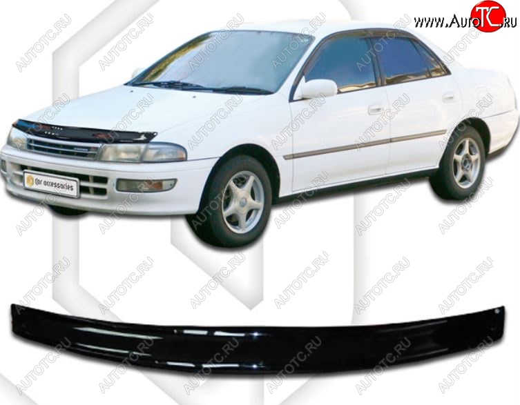 1 999 р. Дефлектор капота CA-Plastiс  Toyota Carina  T190 (1992-1994) седан дорестайлинг (Classic черный, Без надписи)  с доставкой в г. Новочеркасск