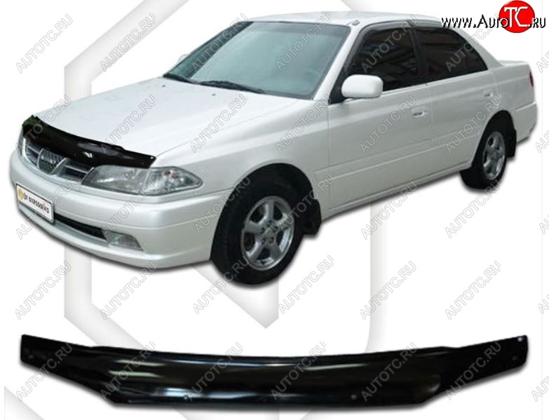 2 079 р. Дефлектор капота CA-Plastiс  Toyota Carina  Е210 (1998-2001) седан рестайлинг (Classic черный, Без надписи)  с доставкой в г. Новочеркасск