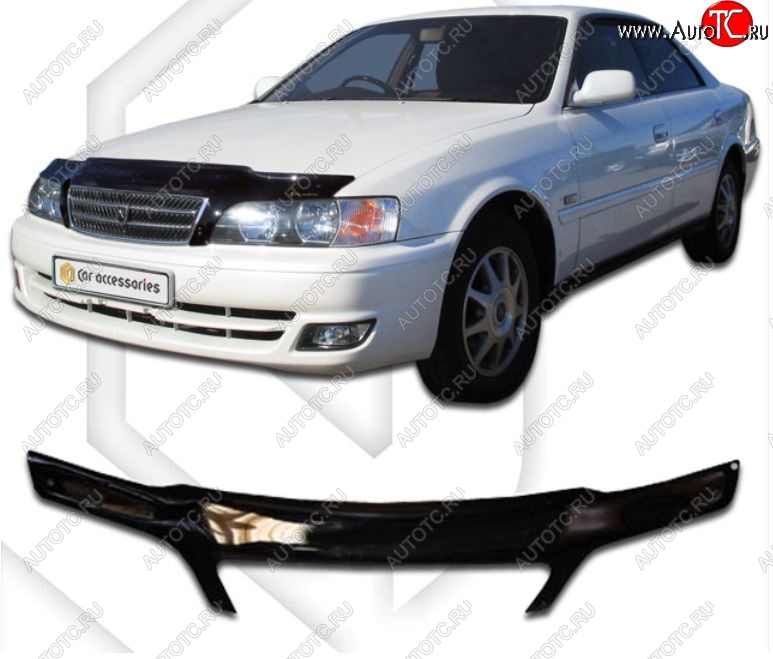 2 299 р. Дефлектор капота CA-Plastiс  Toyota Chaser (1996-2001) (Classic черный, Без надписи)  с доставкой в г. Новочеркасск