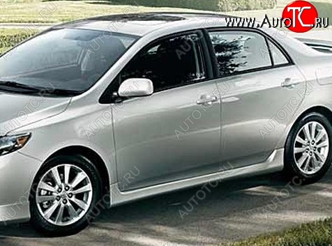 7 399 р. Пороги накладки CT  Toyota Corolla  E150 (2006-2013) седан дорестайлинг, седан рестайлинг (Неокрашенные)  с доставкой в г. Новочеркасск