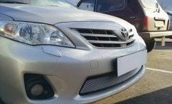 1 539 р. Сетка на бампер Russtal (хром) Toyota Corolla E150 седан рестайлинг (2009-2013)  с доставкой в г. Новочеркасск. Увеличить фотографию 2