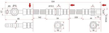 Тормозной шланг SAT (левый/правый) Toyota (Тойота) Crown (Кроун)  S130 (1991-1999) S130 седан 2-ой рестайлинг, универсал 2-ой рестайлинг