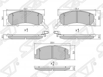 1 379 р. Колодки тормозные SAT (передние)  Toyota Estima  XR10,XR20 - Estima Emina  XR10, XR20  с доставкой в г. Новочеркасск. Увеличить фотографию 1