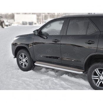 32 649 р. Порожки для ног (труба Ø63) Russtal  Toyota Fortuner  AN160 (2015-2024) дорестайлинг, рестайлинг (лист - нержавейка, профиль - нержавейка)  с доставкой в г. Новочеркасск. Увеличить фотографию 3