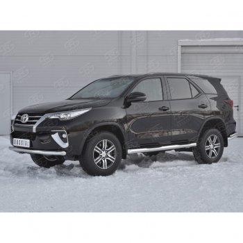 15 549 р. Защита переднего бампера (Ø63 мм, нержавейка) SLITKOFF Toyota Fortuner AN160 дорестайлинг (2015-2020)  с доставкой в г. Новочеркасск. Увеличить фотографию 2