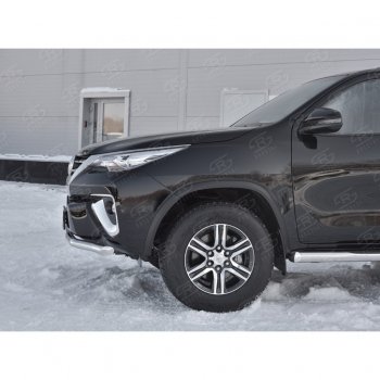 15 549 р. Защита переднего бампера (Ø63 мм, нержавейка) SLITKOFF Toyota Fortuner AN160 дорестайлинг (2015-2020)  с доставкой в г. Новочеркасск. Увеличить фотографию 3