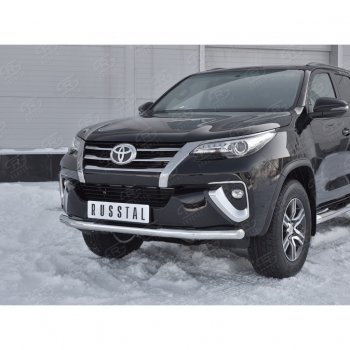 15 549 р. Защита переднего бампера (Ø63 мм, нержавейка) SLITKOFF Toyota Fortuner AN160 дорестайлинг (2015-2020)  с доставкой в г. Новочеркасск. Увеличить фотографию 4