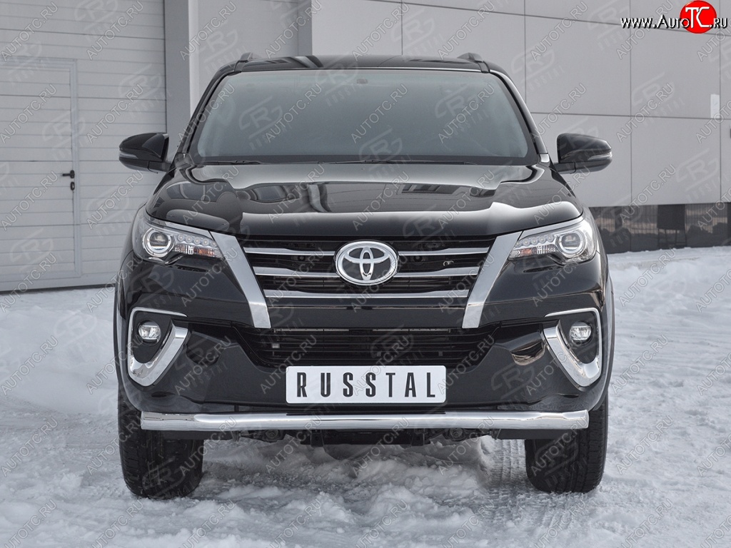 15 549 р. Защита переднего бампера (Ø63 мм, нержавейка) SLITKOFF Toyota Fortuner AN160 дорестайлинг (2015-2020)  с доставкой в г. Новочеркасск