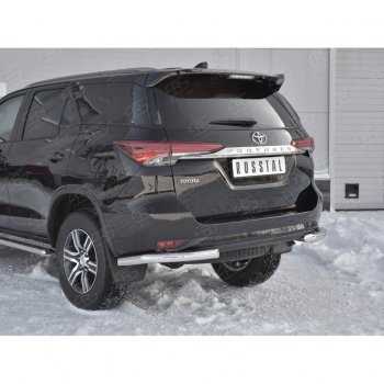 15 199 р. Защита заднего бампера (Ø63 мм уголки, нержавейка) SLITKOFF  Toyota Fortuner  AN160 (2015-2020) дорестайлинг  с доставкой в г. Новочеркасск. Увеличить фотографию 4