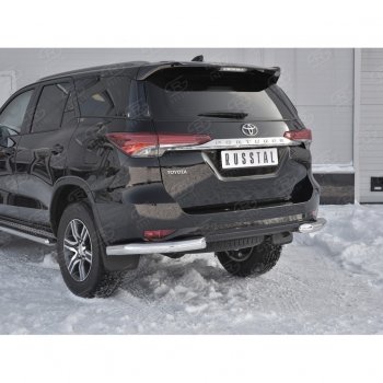 23 799 р. Защита заднего бампера (Ø76 мм уголки, нержавейка) SLITKOFF  Toyota Fortuner  AN160 (2015-2020) дорестайлинг  с доставкой в г. Новочеркасск. Увеличить фотографию 4