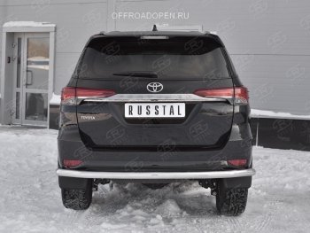 15 549 р. Защита заднего бампера (Ø63 мм, нержавейка) SLITKOFF  Toyota Fortuner  AN160 (2015-2020) дорестайлинг  с доставкой в г. Новочеркасск. Увеличить фотографию 2