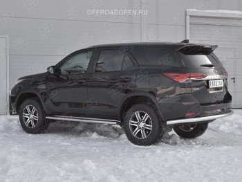 15 549 р. Защита заднего бампера (Ø63 мм, нержавейка) SLITKOFF  Toyota Fortuner  AN160 (2015-2020) дорестайлинг  с доставкой в г. Новочеркасск. Увеличить фотографию 3