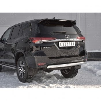 12 949 р. Защита заднего бампера (Ø75х42 мм, нержавейка) Russtal Toyota Fortuner AN160 дорестайлинг (2015-2020)  с доставкой в г. Новочеркасск. Увеличить фотографию 4