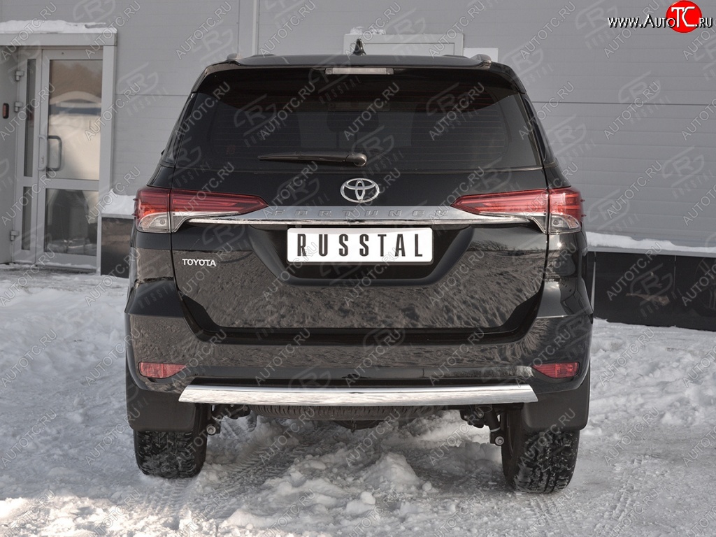 12 949 р. Защита заднего бампера (Ø75х42 мм, нержавейка) Russtal Toyota Fortuner AN160 дорестайлинг (2015-2020)  с доставкой в г. Новочеркасск