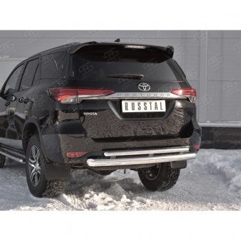 22 499 р. Защита заднего бампера (2 трубы Ø76х42 мм, нержавейка) SLITKOFF Toyota Fortuner AN160 дорестайлинг (2015-2020)  с доставкой в г. Новочеркасск. Увеличить фотографию 4