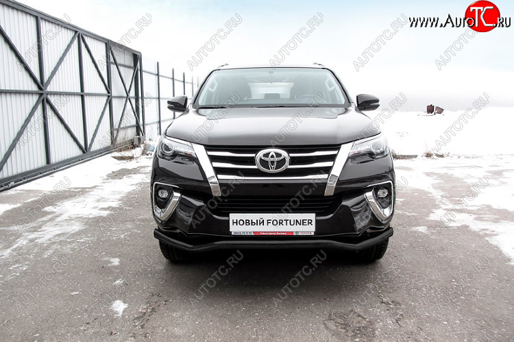 10 399 р. Защита переднего бампера Slitkoff (Ø 57 мм, волна). Toyota Fortuner AN160 дорестайлинг (2015-2020) (Сталь с полимерным покрытием. Цвет: черный)  с доставкой в г. Новочеркасск