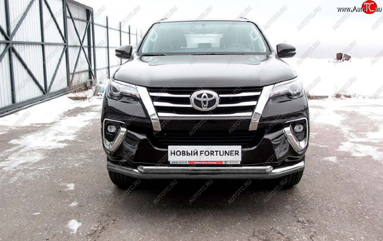 13 799 р. Защита переднего бампера Slitkoff (Ø 76+Ø 57 мм, двойная).  Toyota Fortuner  AN160 (2015-2020) дорестайлинг (Сталь с полимерным покрытием. Цвет: серебристый)  с доставкой в г. Новочеркасск